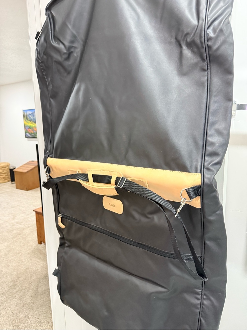 Jon HartBlack and Tan Garment Bag Travel Bag